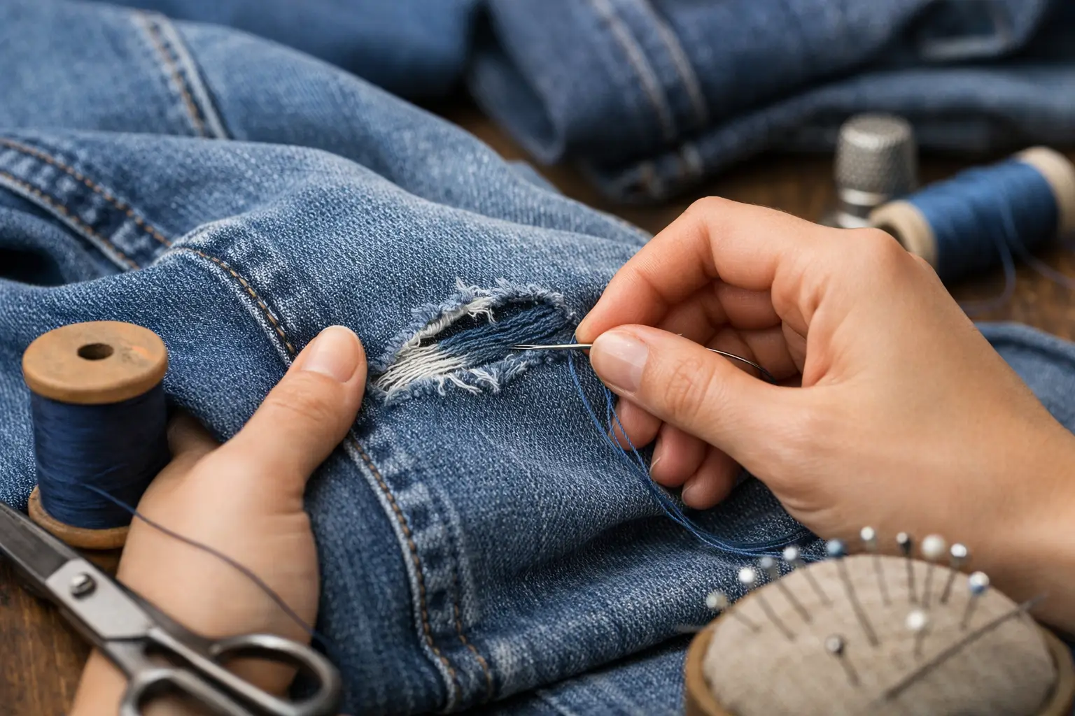 Como reparar rasgão em ganga sem o alargar