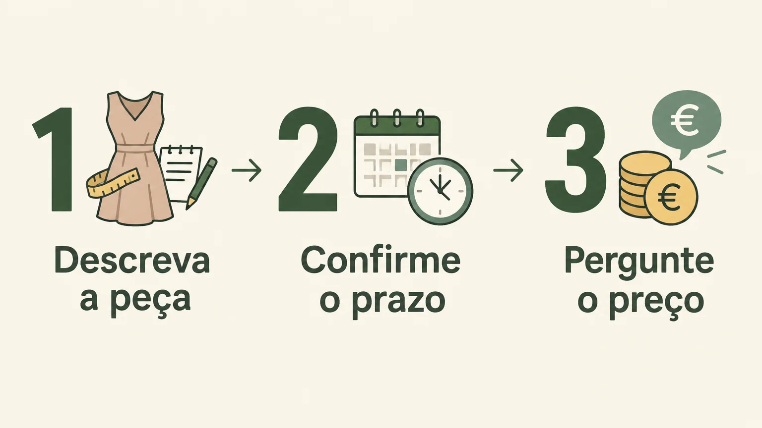 Três passos para confirmar um arranjo de costura urgente